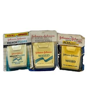 Vintage Johnson & Johnson Waxed Dental Floss 1984 1991 1996 USA & England Made